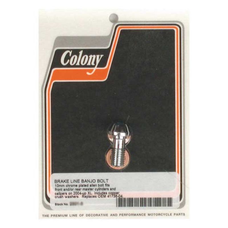 COLONY BANJO BOLTS, 10MMX 1.25 M10 X 1.25; CHROME; ALLENHEAD 989482