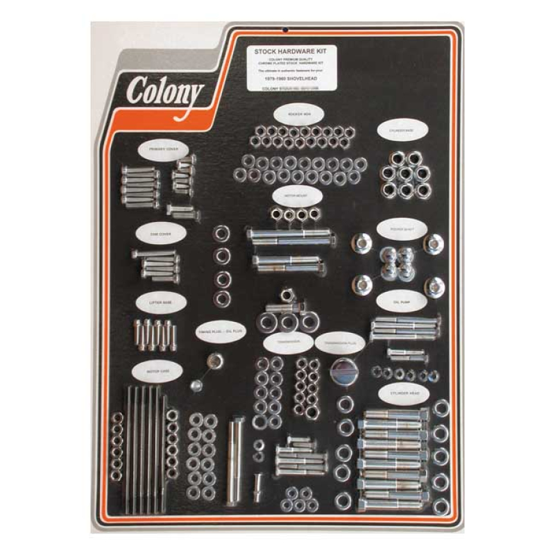 COLONY MOTOR SCREW SET CHROME, OEM STYLE 989568
