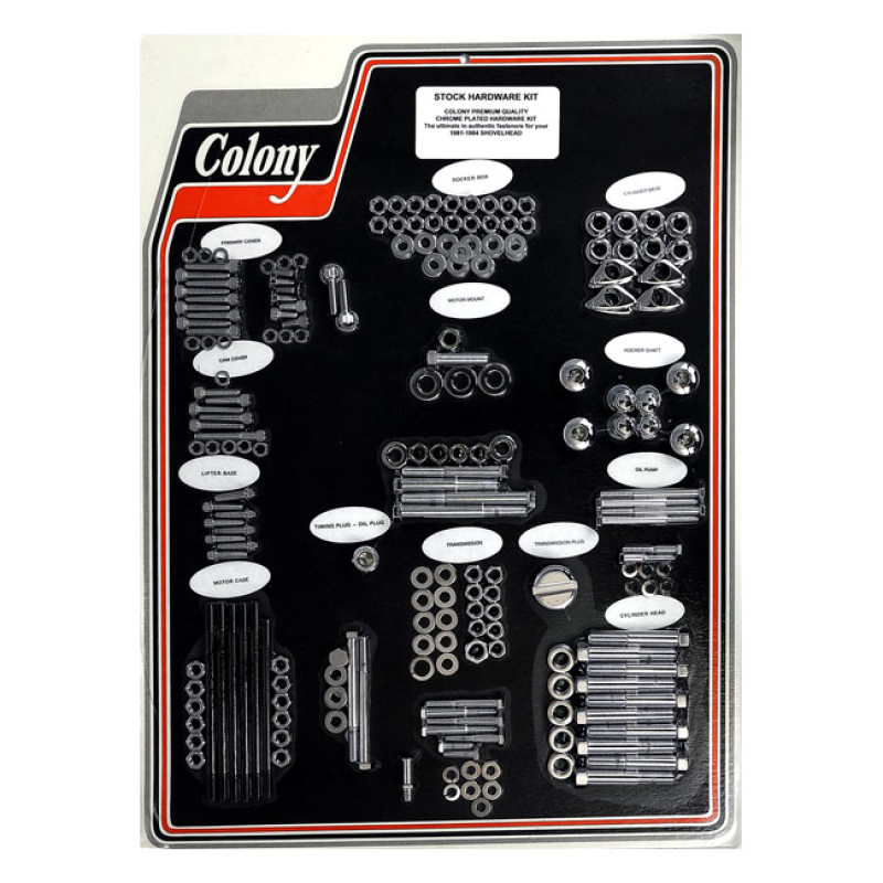 COLONY MOTOR SCREW SET CHROME, OEM STYLE 989570