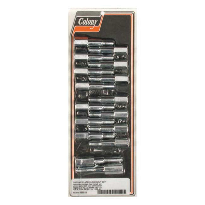 COLONY HEAD BOLT KIT CHROME, OEM STYLE, CAST IRON HEADS 989623
