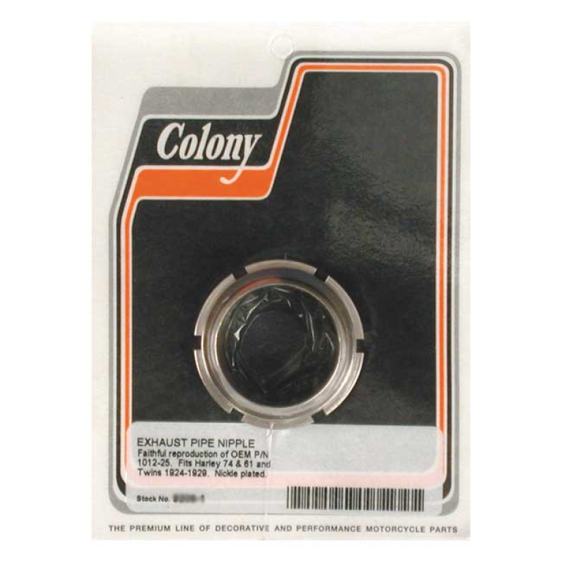 COLONY, EXHAUST PIPE NIPPLE NICKEL PLATED. ACCURATELY REPRODUCED EARLY 989670