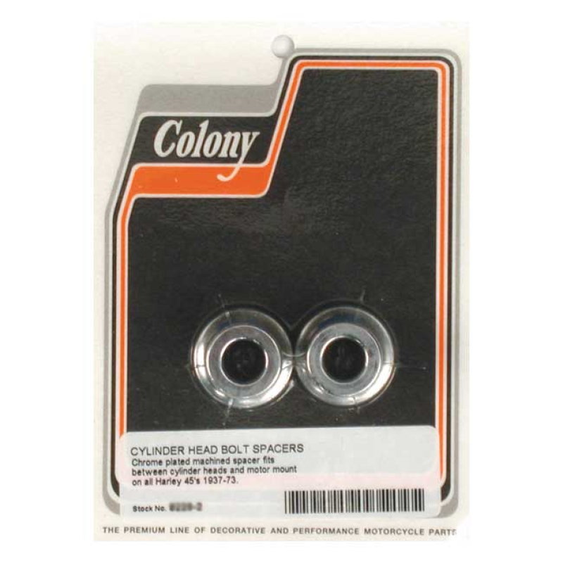 COLONY MOTOR MOUNT SPACERS CHROME, SPACES OUT 2 LONGEST HEADBOLTS 989672
