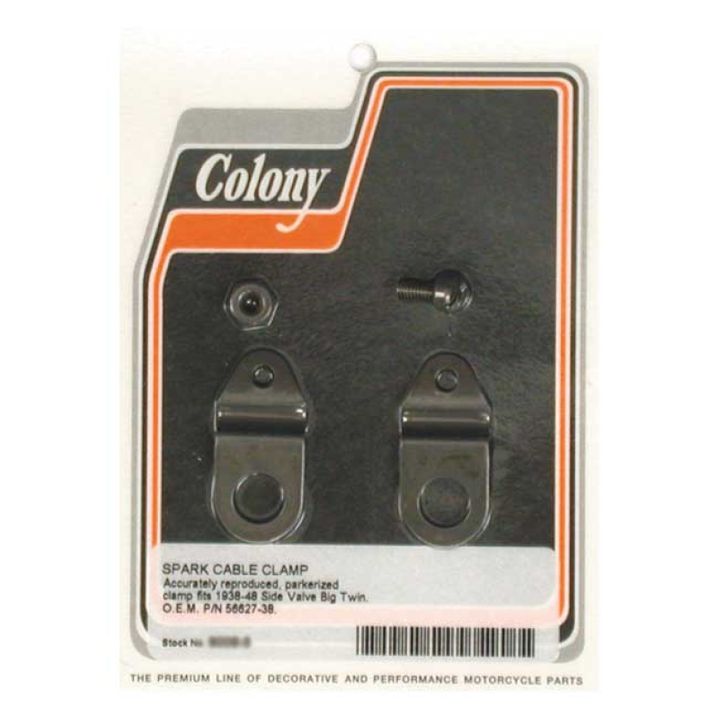 COLONY SPARK CONTROL CABLE CLAMP PARKERIZED.  OEM REPLACEMENT REFERENC 989864