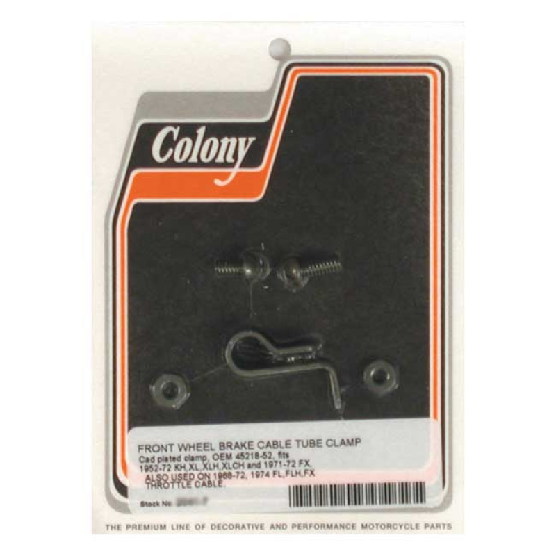 COLONY BRAKE & THROTTLE CABLE CLAMP PARKERIZED.  OEM REPLACEMENT REFER 989865