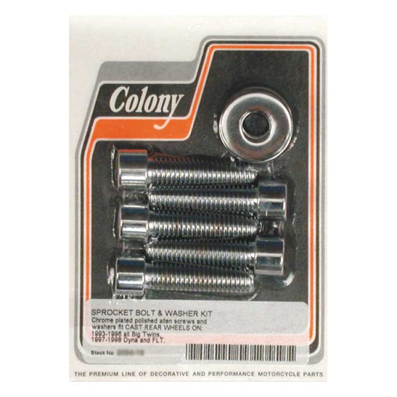 COLONY 7/16 SPROCKET BOLT KIT CHROME POLISHED ALLEN HEADS.  CUSTOM VER 989955