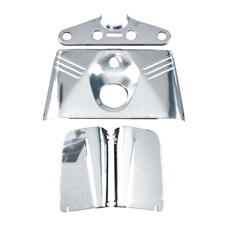 FRONT PANEL FORK. CHROME DUO GLIDE STYLE EMBOSSED.  INCLUDES FRONT PAN 990063