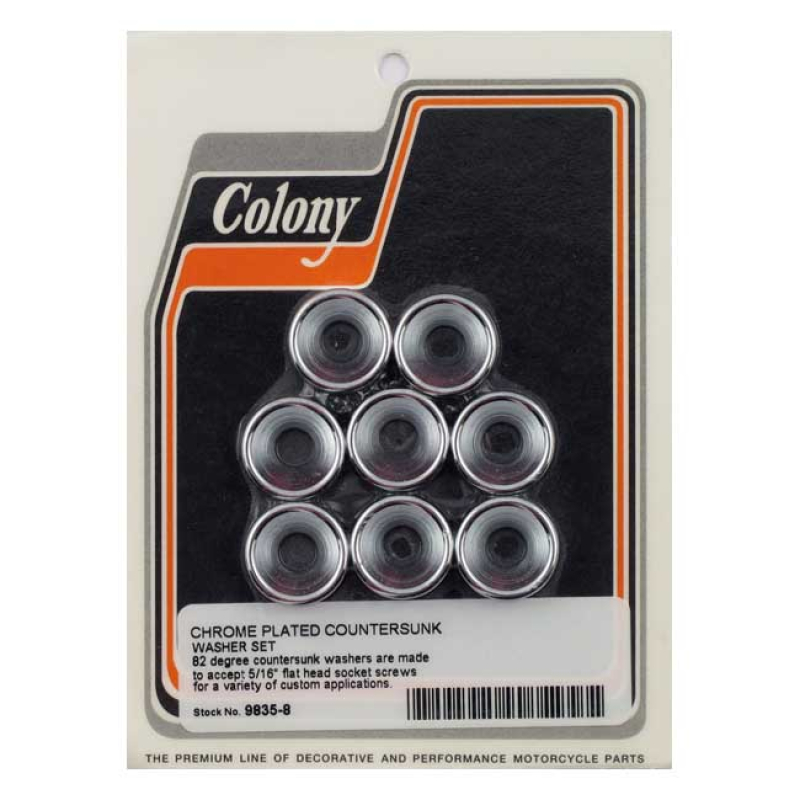 COLONY COUNTERSUNK FLATWASHERS 5/16&quot; CHROME, TAKES FLATHEAD ALLEN BOLT 990146