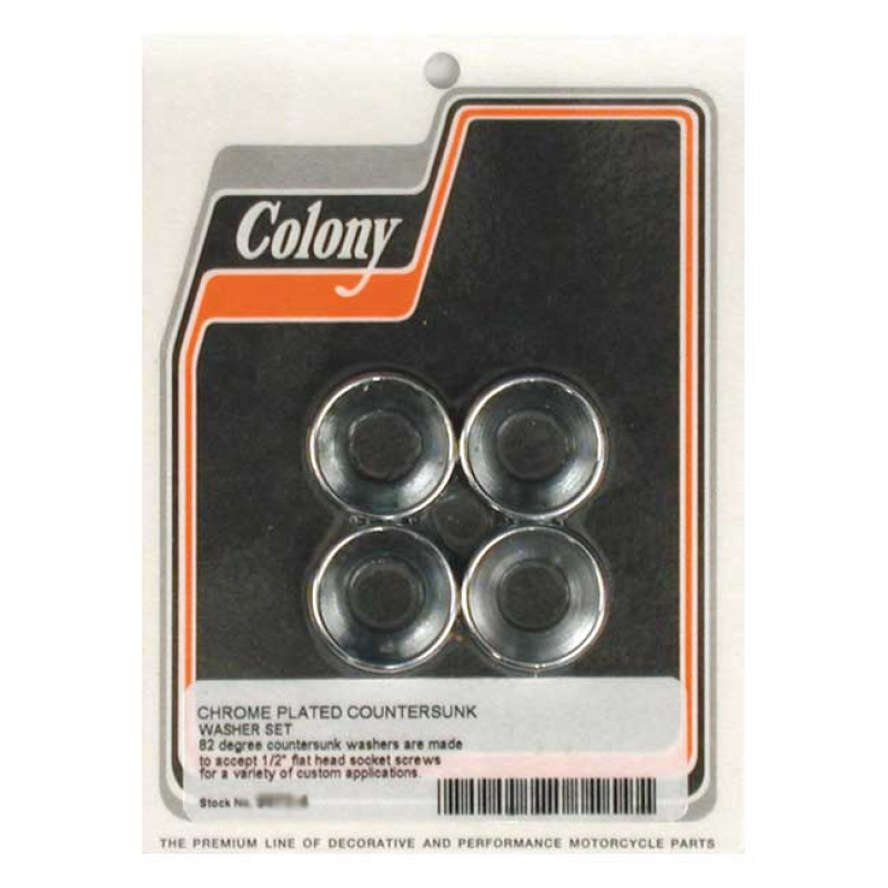 COLONY COUNTERSUNK FLATWASHERS 1/2&quot; CHROME, TAKES FLATHEAD ALLEN BOLTS 990149