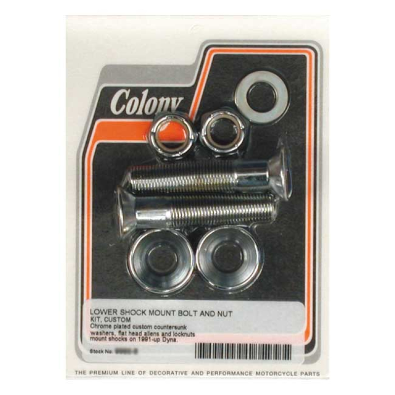 COLONY, LOWER DYNA SHOCK MOUNT  KIT. CHROME CUSTOM CHROME PLATED FLATH 990151