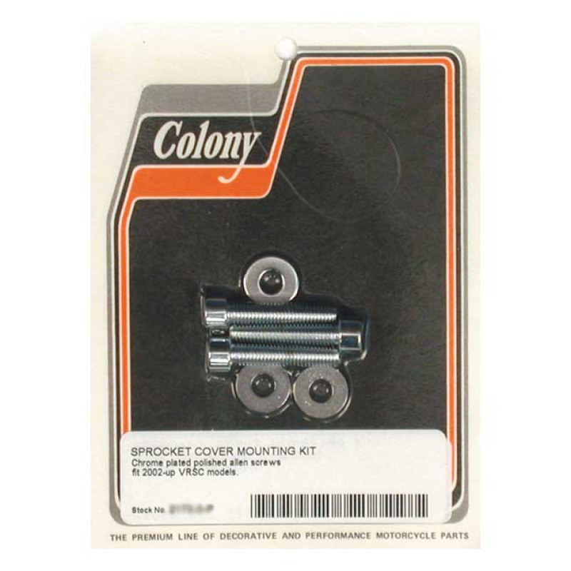 COLONY, SPROCKET COVER MOUNT KIT POLISHED CHROME ALLEN HEAD. 990266