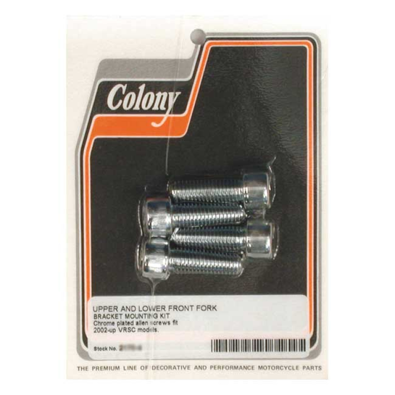 COLONY, FRONT FORK BRACKET MOUNT KIT CHROME ALLEN HEAD.  UPPER & LOWER 990271