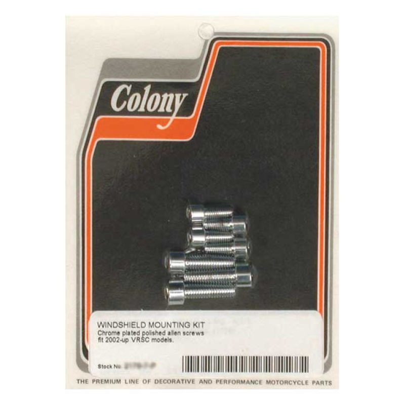 COLONY, WINDSHIELD MOUNT KIT POLISHED CHROME ALLEN HEAD. 990276