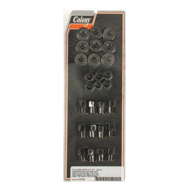 COLONY 45&quot; CYL HEAD NUT KIT PARKERIZED, 45&quot; WITH CAST IRON HEADS 990278