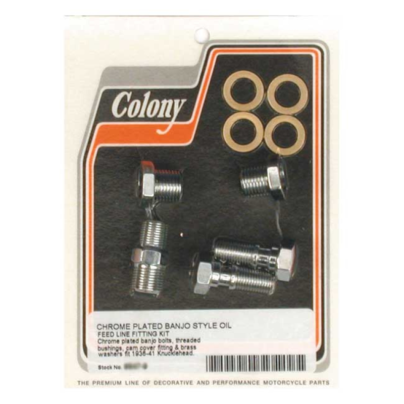 COLONY, KNUCKLE BANJO STYLE ROCKER COVER OIL FEED FITTINGS CHROME PLAT 990283