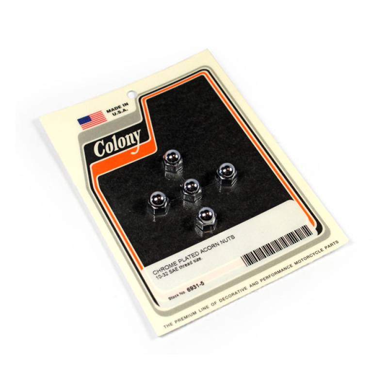 COLONY ACORN NUTS CHROME PLATED 10-32 SAE 990398