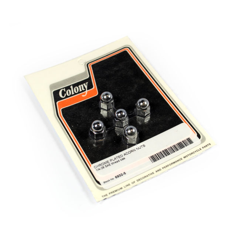 COLONY ACORN NUTS CHROME PLATED 1/4-28 SAE 990399