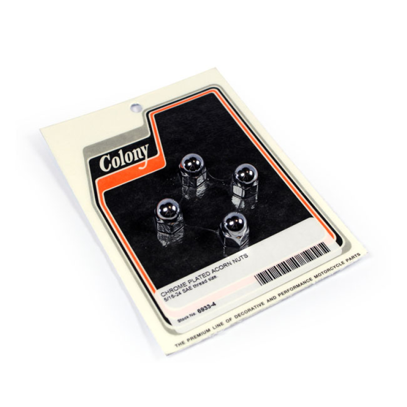 COLONY ACORN NUTS CHROME PLATED 5/16-24 SAE 990400