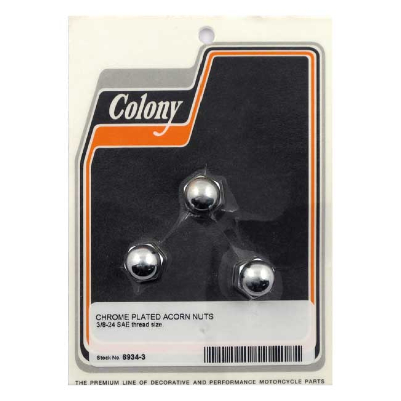 COLONY ACORN NUTS CHROME PLATED 3/8-24 SAE 990401