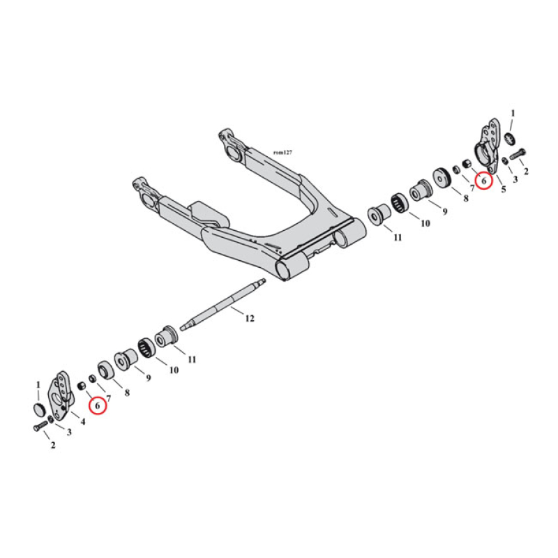 WASHER, SWINGARM FITS ON BOTH ENDS OF SWINGARM PIVOT SHAFT, 2 USED 996493